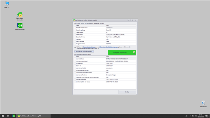 Lizenzaktivierung Garbit Shipcloud.io Connector