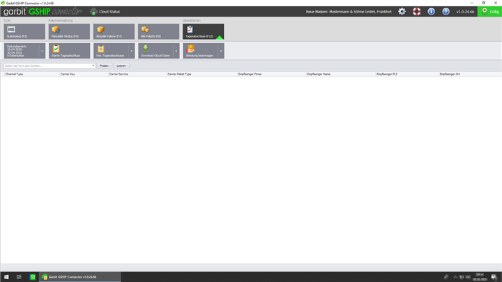 Tagesabschluss des Garbit Shipcloud.io Connectors