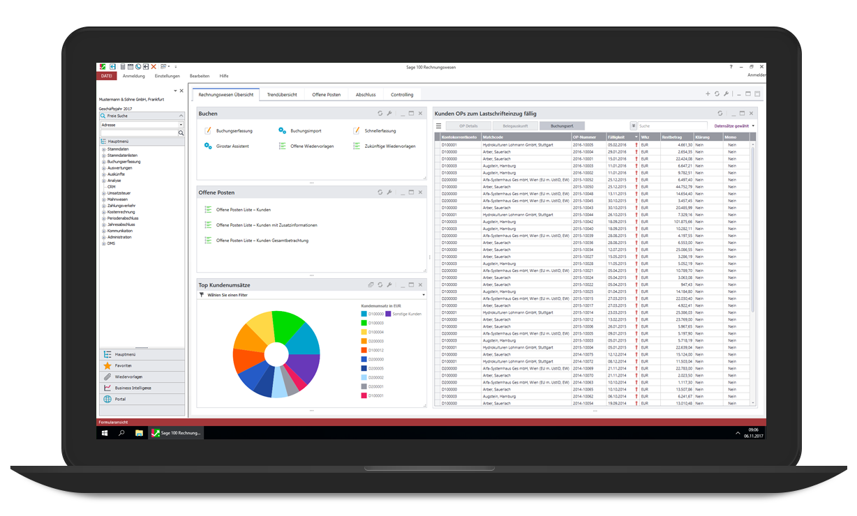 Sage 100 Buchhaltung und Controlling: Control-Center mit Auswertungen