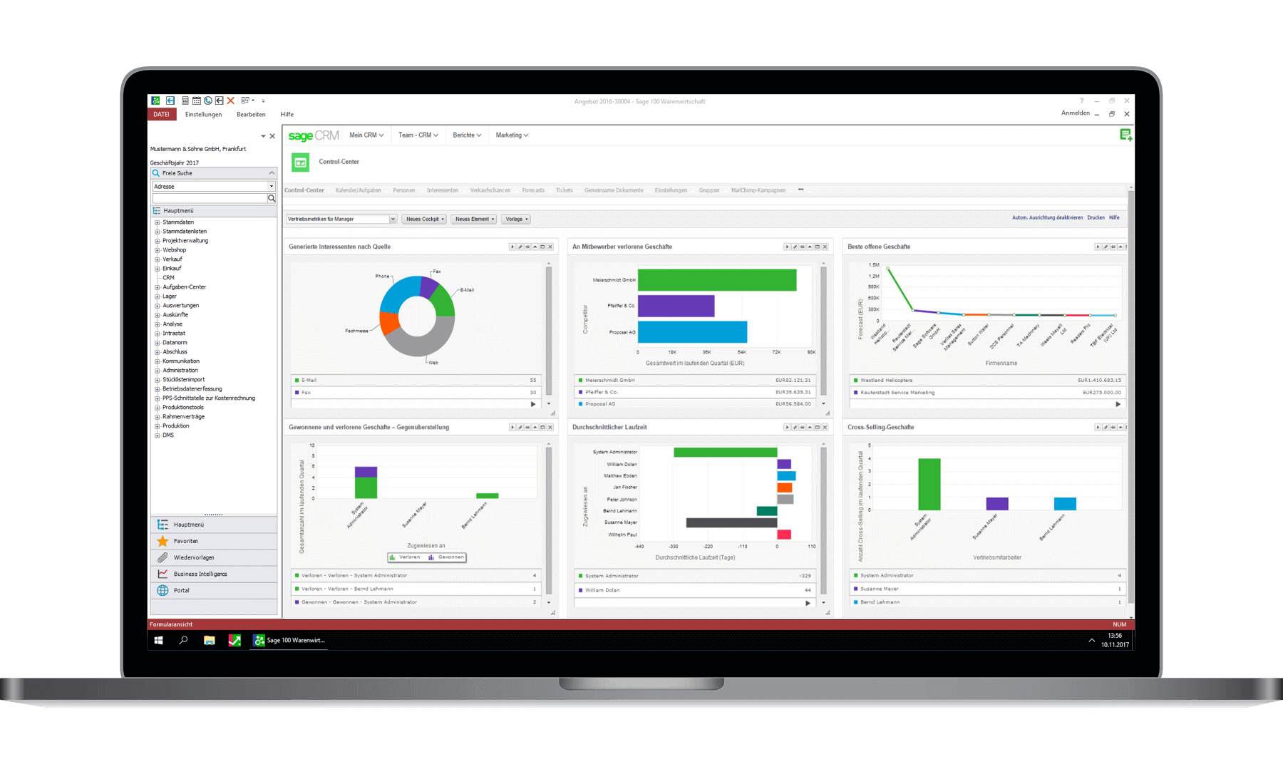 Sage 100 Control-Center: Marketing- und Vertriebssicht