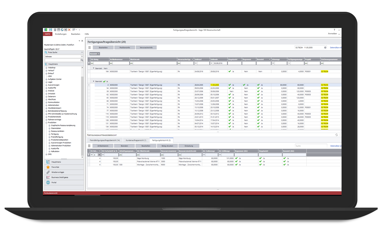Sage 100 Produktion: Fertigungssteuerung mit Ressourcenplanung